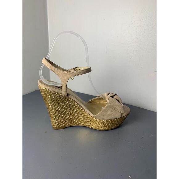 Guess Womens Beige Bow Wedge Sandals Size 6.5 - Picture 7 of 8